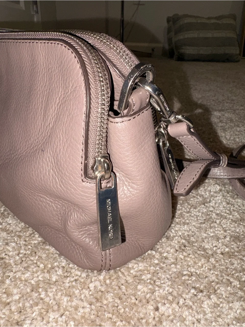 Michael Kors Taupe Leather Cross Body Purse